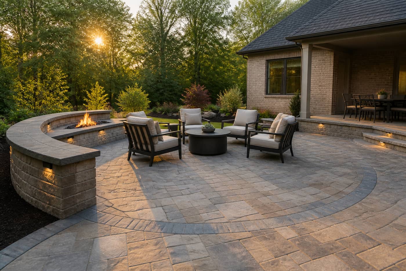 Crew installing paver patio in Charlotte Metro